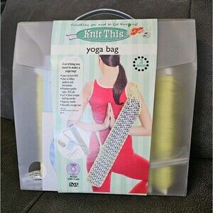 Knit This Kit Green Yoga Bag Knitting Yarn Needles DVD Pattern